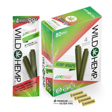 Load image into Gallery viewer, Wild Hemp Blunt Wrap Limeade Flavor with four premium filter tips