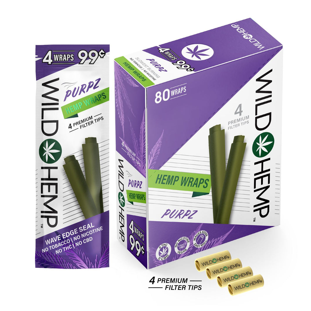 Wild Hemp Blunt Wrap Purpz Flavor (with four premium filter tips)